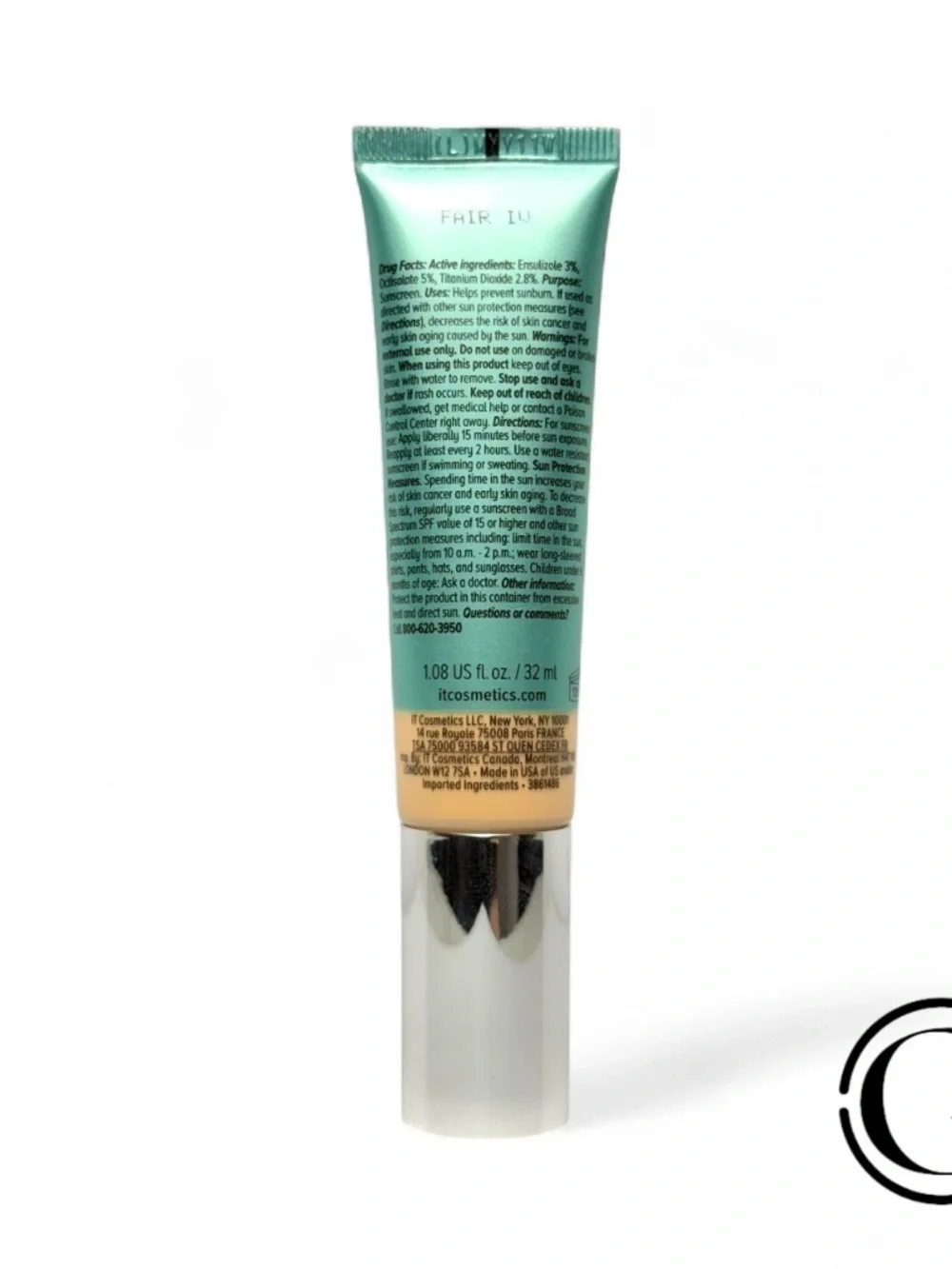 IT COSMETICS CC+ NATURAL MATTE FULL COVERAGE CREAM FAIR IVORY 1.08 OZ